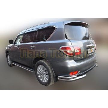 Защита задняя двойные уголки 76-50 мм ALFeco для Nissan Patrol 2014-