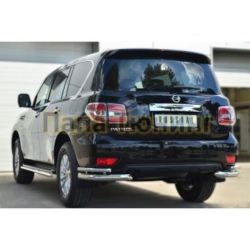 Защита задняя двойные уголки d76-d42 РусСталь для Nissan Patrol 2014-