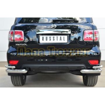 Защита задняя двойные уголки d76-d42 РусСталь для Nissan Patrol 2014-