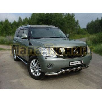 Защита передняя Кенгурятник с вставкой 60 мм ТСС для Nissan Patrol 2010-2013 Защита передняя Кенгурятник с вставкой 60 мм ТСС для Nissan Patrol 2010-2013