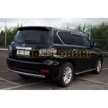 Защита заднего бампера овальная 75х42 мм РусСталь для Nissan Patrol 2010-2013