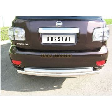 Защита заднего бампера двойная 76-d76 РусСталь для Nissan Patrol 2010-2013