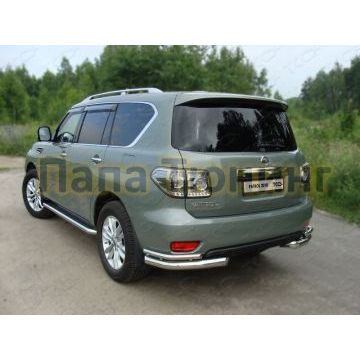 Защита задняя двойные уголки 76-42 мм ТСС для Nissan Patrol 2010-2013 Защита задняя двойные уголки 76-42 мм ТСС для Nissan Patrol 2010-2013