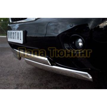 Защита передняя овальная двойная 75х42 мм РусСталь для Nissan Patrol 2010-2013