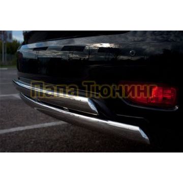 Защита заднего бампера овальная двойная 75х42 мм РусСталь для Nissan Patrol 2010-2013