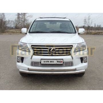 Защита передняя двойная 76-75 мм ТСС для Lexus LX-570 2012-2015