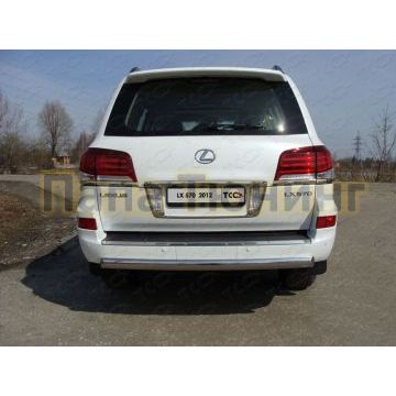 Защита заднего бампера овальная 75х42 мм ТСС для Lexus LX-570 2012-2015