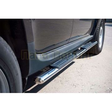 Пороги труба овальная с накладками 75х42 мм РусСталь для Volkswagen Touareg 2007-2010