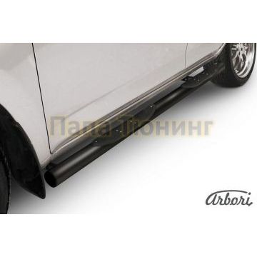 Пороги чёрная сталь труба с накладками 76 мм Slitkoff для Toyota RAV4 2006-2009 Пороги чёрная сталь труба с накладками 76 мм Slitkoff для Toyota RAV4 2006-2009