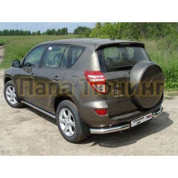 Защита заднего бампера уголки 76 мм ТСС для Toyota RAV4 2010-2013 Защита заднего бампера уголки 76 мм ТСС для Toyota RAV4 2010-2013
