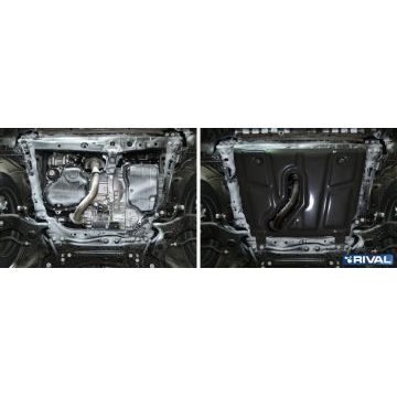 Защита картера и КПП Rival для 2,0/2,4/2,5 АКПП сталь 2 мм с вырезом под глушитель для Toyota RAV4 2006-2019