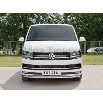 Защита передняя двойная 42-d42 РусСталь для Volkswagen Caravelle/Multivan/Transporter 2015-