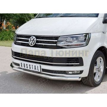 Защита переднего бампера d57 РусСталь для Volkswagen Caravelle/Multivan/Transporter 2015-