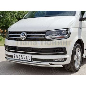 Защита передняя двойная 42-d42 РусСталь для Volkswagen Caravelle/Multivan/Transporter 2015-