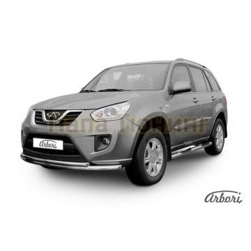 Защита передняя двойная 57-42 мм Slitkoff для Chery Tiggo FL 2013-2016