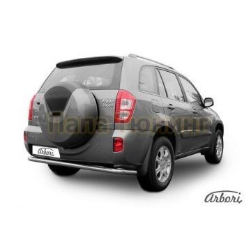 Защита заднего бампера длинная 57 мм Slitkoff для Chery Tiggo FL 2013-2016