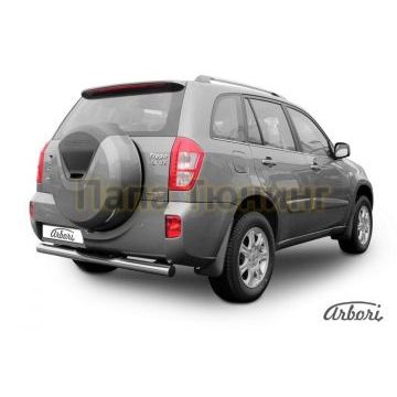 Защита заднего бампера с накладкой 76 мм Slitkoff для Chery Tiggo FL 2013-2016