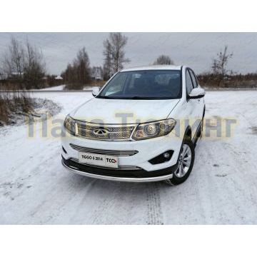 Защита переднего бампера 60 мм ТСС для Chery Tiggo 5 2014-