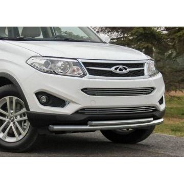 Защита передняя двойная 57-42 мм Rival для Chery Tiggo 5 2014-2016