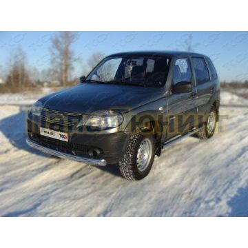 Защита переднего бампера овальная 75x42 мм ТСС для Chevrolet Niva 2009-