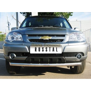Защита переднего бампера d57 РусСталь для Chevrolet Niva 2009-