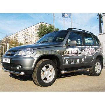 Защита переднего бампера d76 РусСталь для Chevrolet Niva 2009-