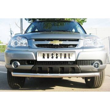 Защита переднего бампера d76 РусСталь для Chevrolet Niva 2009-