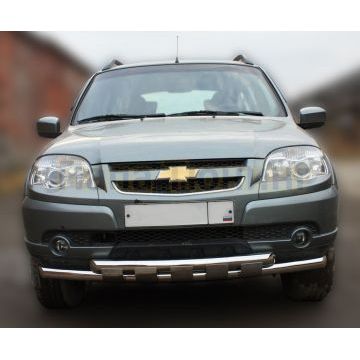 Защита передняя двойная Shark 60-60 мм ALFeco для Chevrolet Niva 2009-