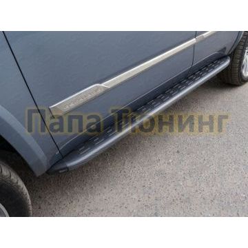 Пороги алюминиевые ТСС с накладкой чёрные для Cadillac Escalade 2015- Пороги алюминиевые ТСС с накладкой чёрные для Cadillac Escalade 2015-