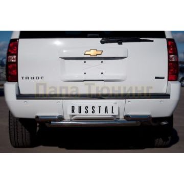 Защита заднего бампера двойная d76-d57  РусСталь для Chevrolet Tahoe 2006-2014