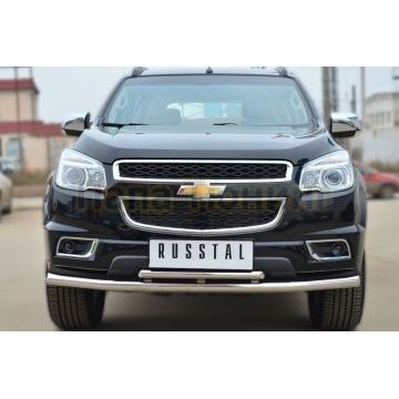 Защита передняя двойная d57-d42 РусСталь для Chevrolet TrailBlazer 2013-2016