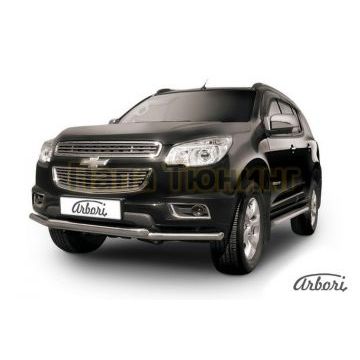 Защита передняя двойная 57-57 мм Slitkoff для Chevrolet TrailBlazer 2013-2016