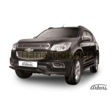 Защита передняя чёрная сталь волна 57 мм Slitkoff для Chevrolet TrailBlazer 2013-2016