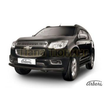 Защита переднего бампера чёрная сталь 76 мм Slitkoff для Chevrolet TrailBlazer 2013-2016 Защита переднего бампера чёрная сталь 76 мм Slitkoff для Chevrolet TrailBlazer 2013-2016