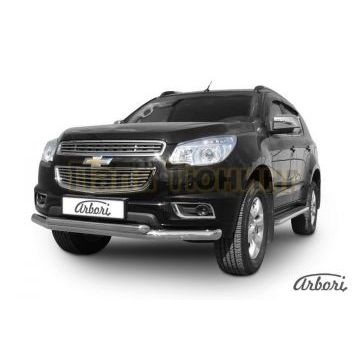 Защита передняя двойная 76-57 мм Slitkoff для Chevrolet TrailBlazer 2013-2016 Защита передняя двойная 76-57 мм Slitkoff для Chevrolet TrailBlazer 2013-2016