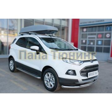 Защита переднего бампера двойная d57-d42 дуга РусСталь для Ford EcoSport 2014-