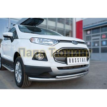 Защита переднего бампера двойная d57-d42 дуга РусСталь для Ford EcoSport 2014-