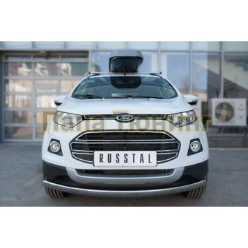 Защита переднего бампера 75х42 мм овальная РусСталь для Ford EcoSport 2014-