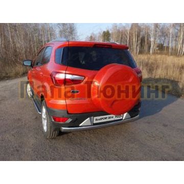 Защита заднего бампера овальная 75х42 мм ТСС для Ford Ecosport 2014-