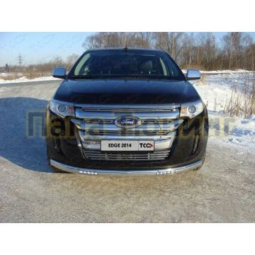 Защита передняя овальная с ДХО 75х42 мм ТСС для Ford Edge 2013-2015
