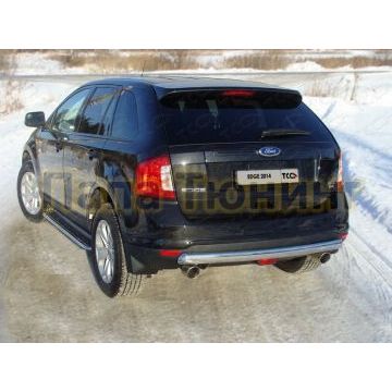 Защита заднего бампера овальная 75-42 мм ТСС для Ford Edge 2013-2015