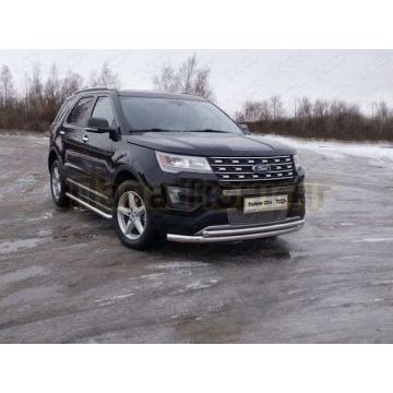 Защита передняя двойная 76-50 мм ТСС для Ford Explorer 2015-
