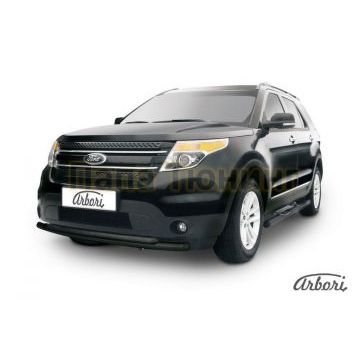 Защита передняя чёрная сталь двойная 57-57 мм Slitkoff для Ford Explorer 2011- Защита передняя чёрная сталь двойная 57-57 мм Slitkoff для Ford Explorer 2011-