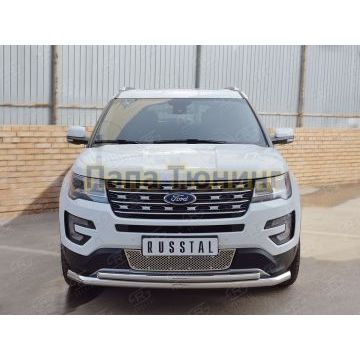 Защита передняя двойная d57-d42 РусСталь для Ford Explorer 2015-