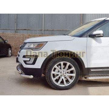 Защита передняя двойная 63-75х42 мм РусСталь для Ford Explorer 2015-