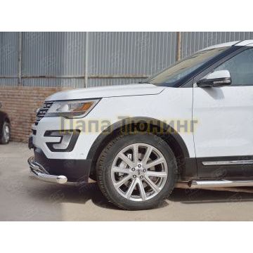 Защита передняя двойная d76-d42 РусСталь для Ford Explorer 2015-