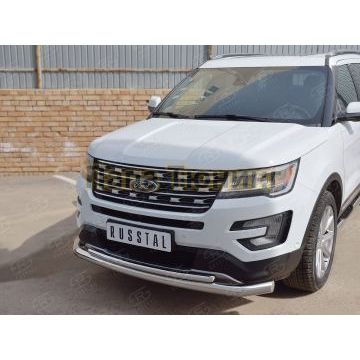 Защита передняя двойная d76-d42 РусСталь для Ford Explorer 2015-