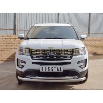 Защита передняя двойная d76-d42 РусСталь для Ford Explorer 2015-