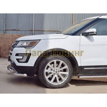 Защита передняя двойная с клыками d57-d57 РусСталь для Ford Explorer 2015-