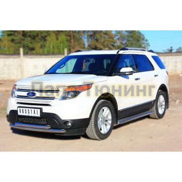 Защита переднего бампера двойная d57-d57 РусСталь для Ford Explorer 2011-2015